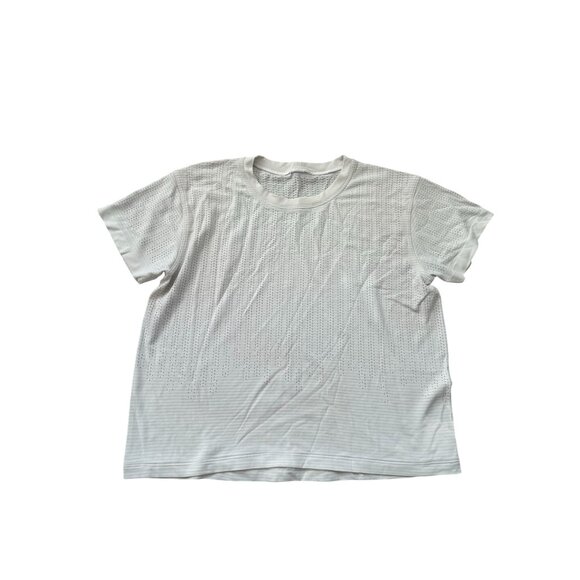 LULULEMON Womens White Workout Short Sleeve Top Size 8 - Picture 1 of 4